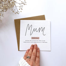 Load image into Gallery viewer, Greeting Card | Mother&#39;s Day – Mum noun