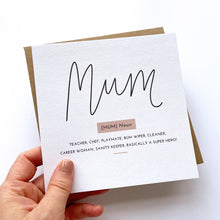 Load image into Gallery viewer, Greeting Card | Mother's Day – Mum noun
