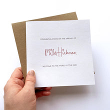Load image into Gallery viewer, Greeting Card | Personalised New Baby Girl