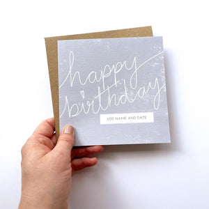 Greeting Card | Personalised Happy Birthday Grey