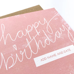 Greeting Card | Personalised Happy Birthday Pink